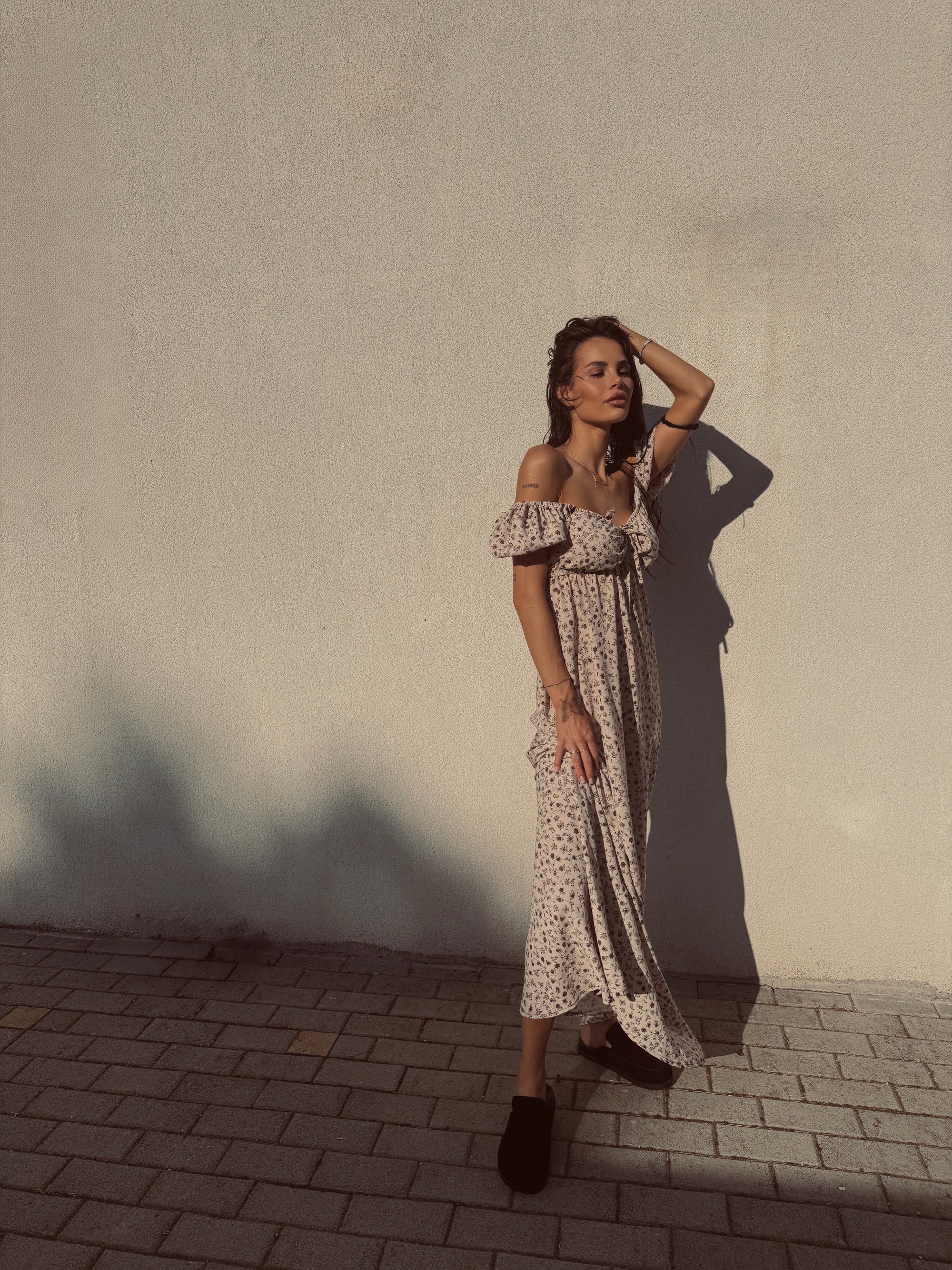 Maya Long Dress In Beige