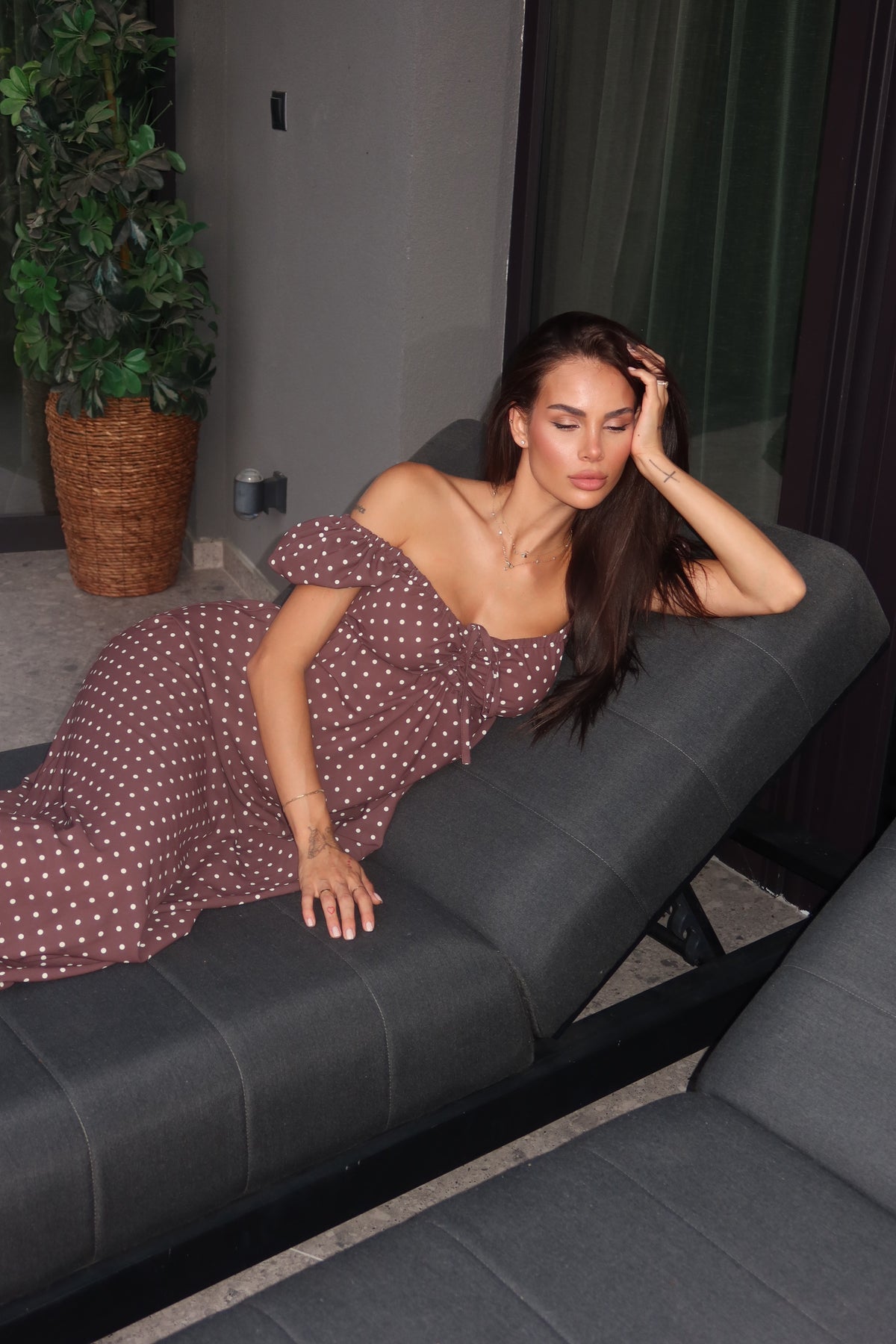 Maya Long Dress In Dots