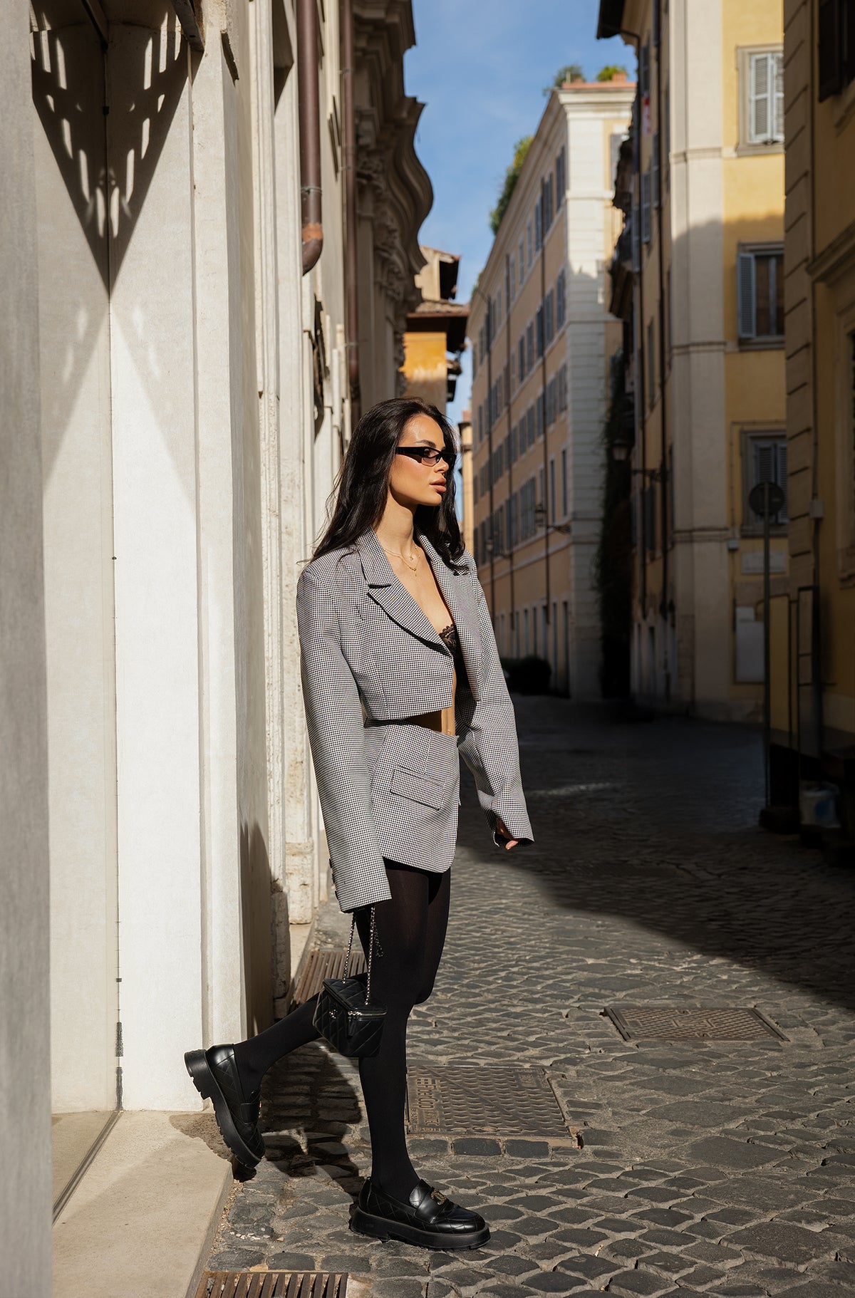 Emma Blazer In Black and White Houndstooth