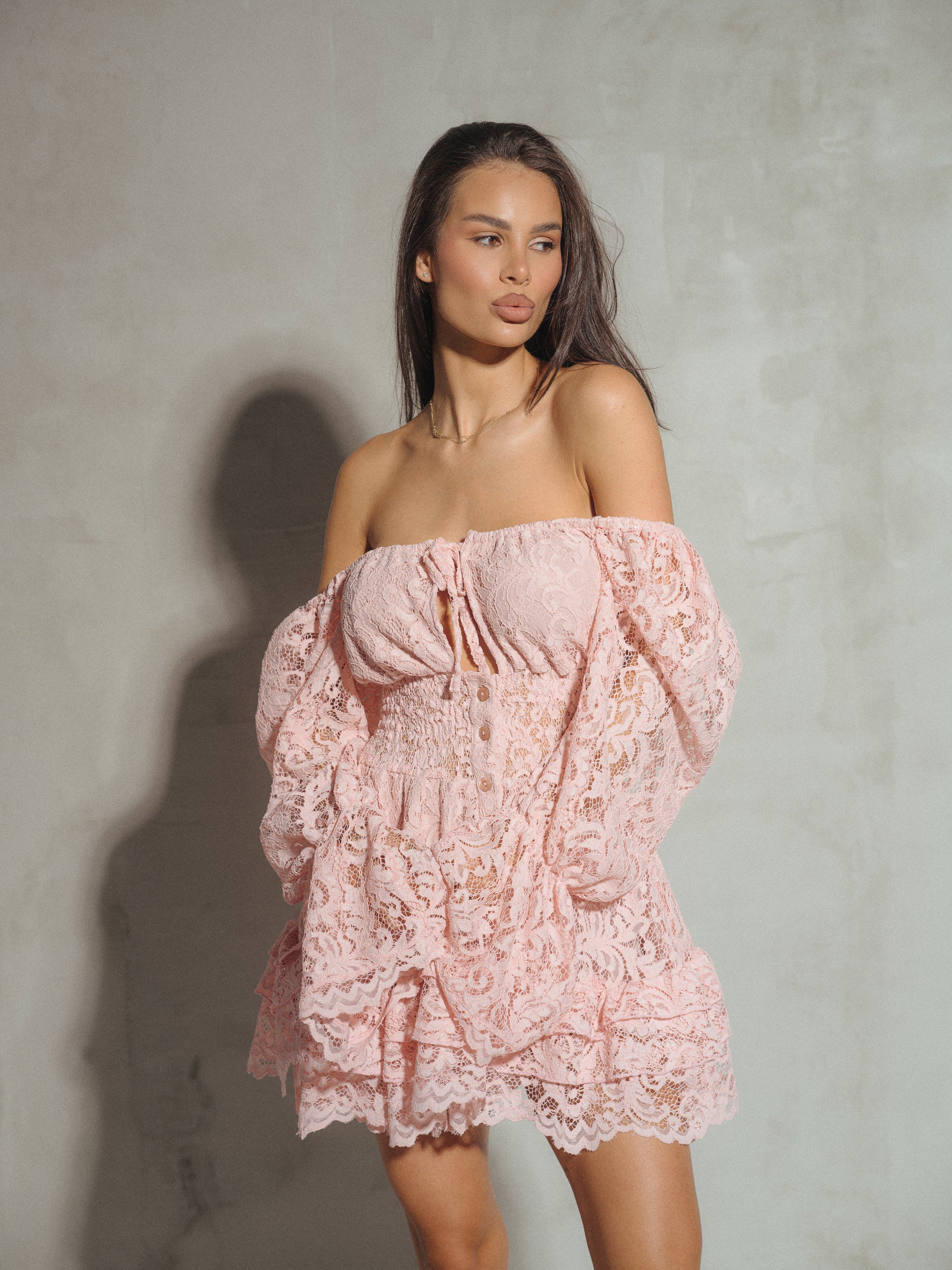 Lucy Lace Dress In Pink