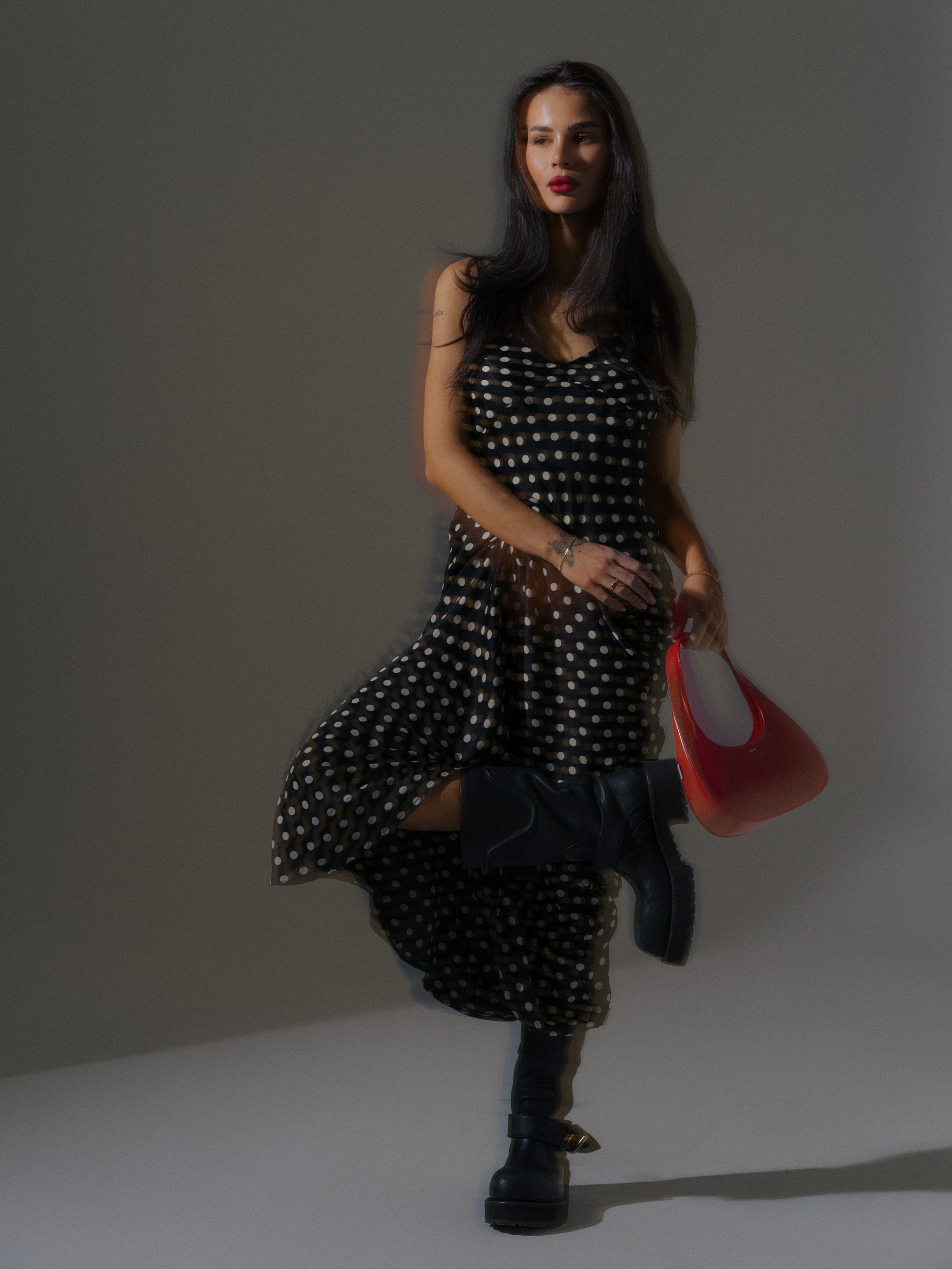 Dima Satin Dress With Dots