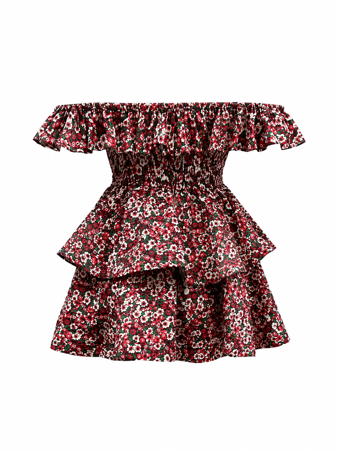 Maya Short Dress In Red Flowers