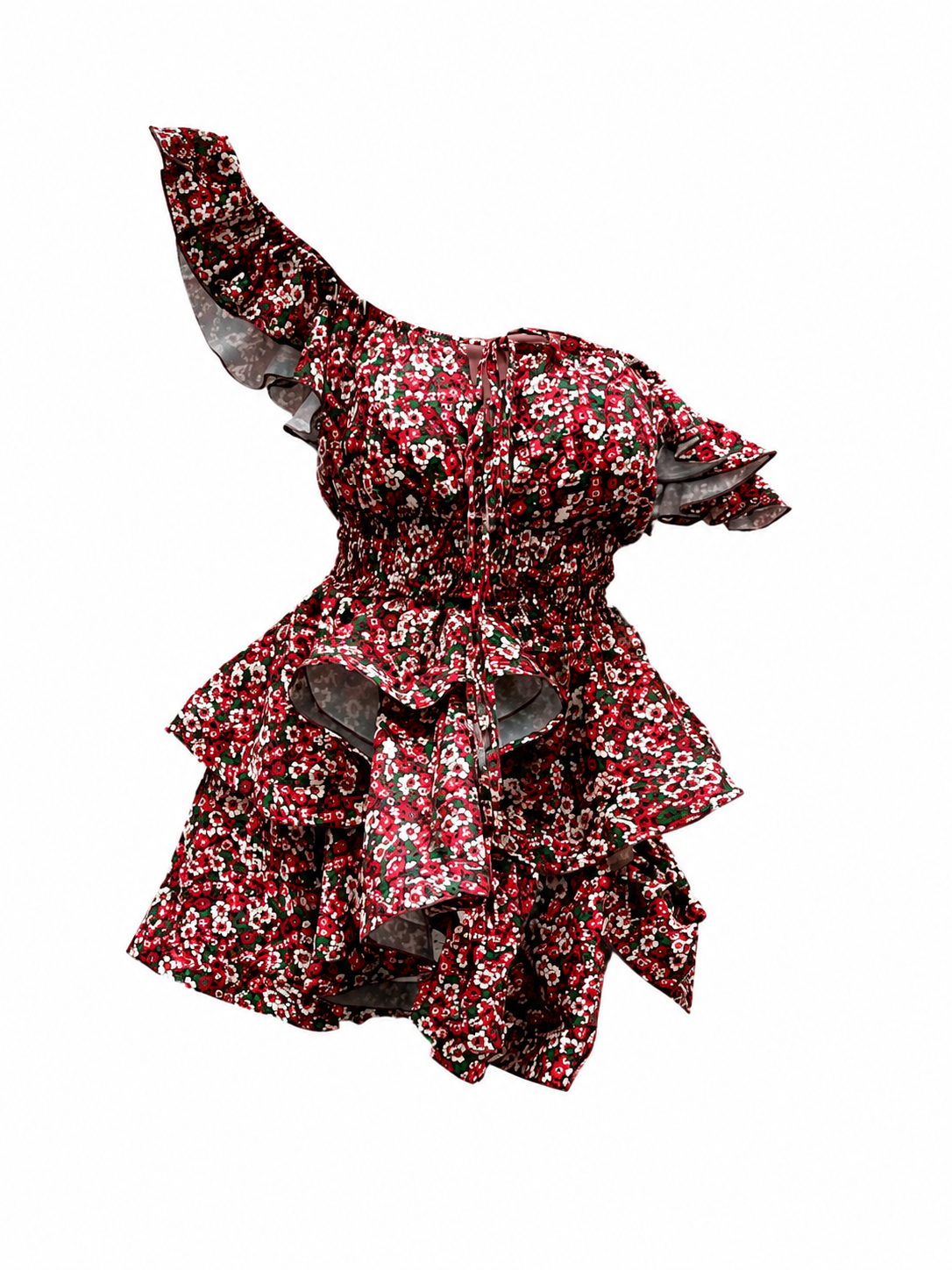 Maya Short Dress In Red Flowers