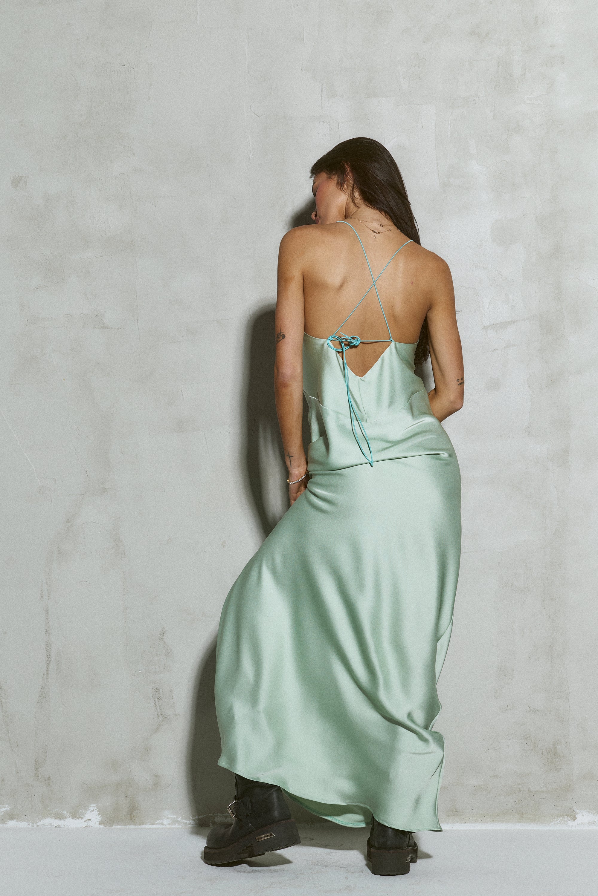 Dima Satin Dress In Green